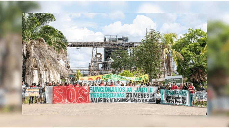 Protesto: Trabalhadores da Jari Celulose apelam por salários atrasados há dois anos