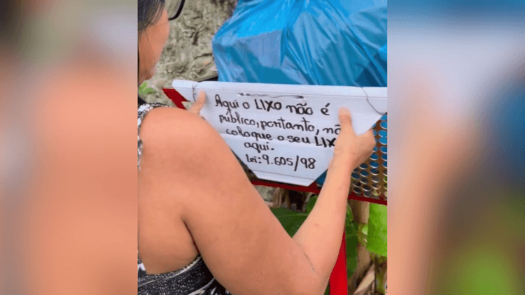Você concorda?: Nortista põe placa para impedir que outras pessoas usem sua lixeira: ‘Errada não está’