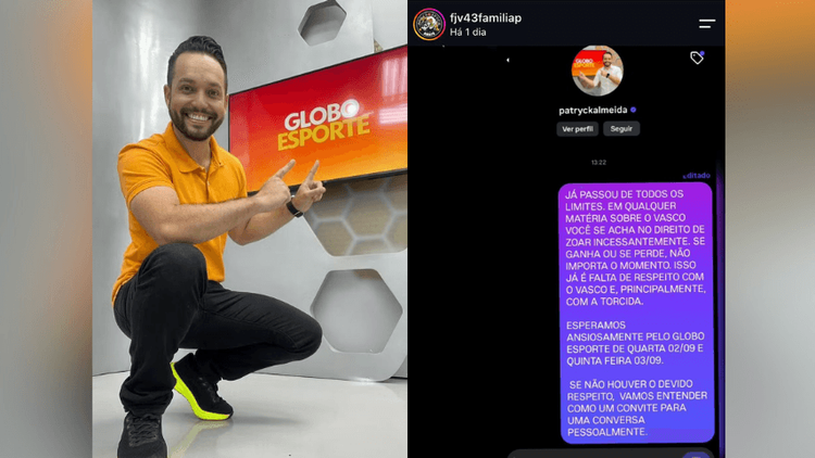 Pesou o clima?: Grupo de torcedores do Vasco no AP alerta apresentador da Globo: ‘passou dos limites!’