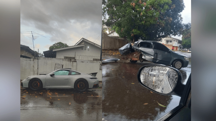 Acidente milionário: Porsche avaliado em cerca de R$ 1 milhão se envolve em acidente no Centro de Macapá