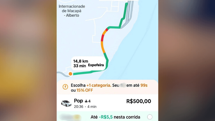 Real ou fake?: Suposta corrida de app de R$ 500 até a Expofeira viraliza em Macapá