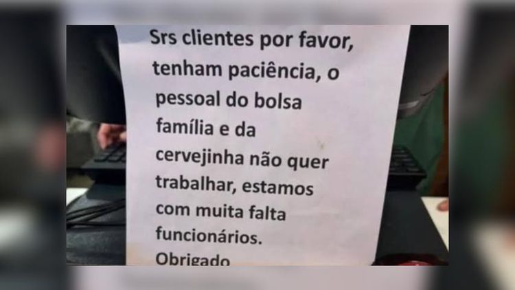 Polêmica: Restaurante culpa bolsa família por falta de funcionários e revolta a internet 