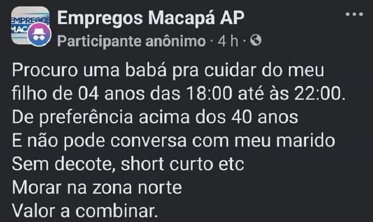 Vaga de emprego: Pra conseguir o trabalho, a regra é não falar com o marido da patroa