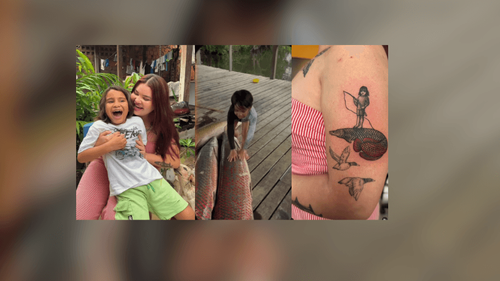 Amor por pirarucu: Mãe tatua filho pescando em homenagem a grande paixão do menino