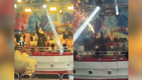 Do rock doido: Freira do melody zera o medo e domina brinquedo mais louco do parque