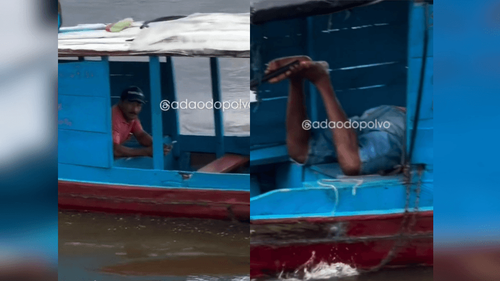 Respondendo a morena?: Piloto não larga o celular e conduz barco com os pés: ‘pode isso?’