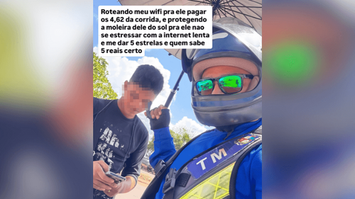 Não é mole, não: Mototaxista de Santana viraliza ao proteger cliente e compartilhar Wi-Fi