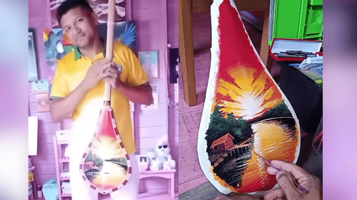 Talento nortista: Artista transforma remo em obra de arte e peça chama atenção nas redes: ‘Tu é brabo!’