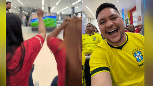 Aguenta, coração: Em loja de Macapá, torcida comemora ajuste na TV achando que era gol do Brasil