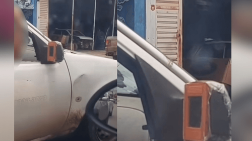 ‘Só em Macapá!’: Motorista usa criatividade e espelho de banheiro vira retrovisor. Pode isso?