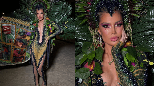 Vestida de açaí: Representante do Amapá aposta no 'roxinho' em traje típico do Miss Universe Brasil