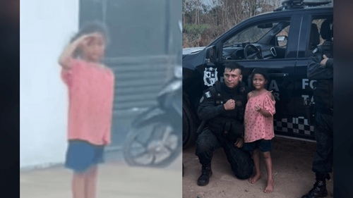 Cena comovente: No AP, garotinha faz continência a policiais e gesto emociona a internet