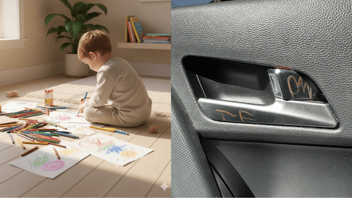 Artista em ação: Mãe flagra 'obra de arte' deixada pelo filho no carro