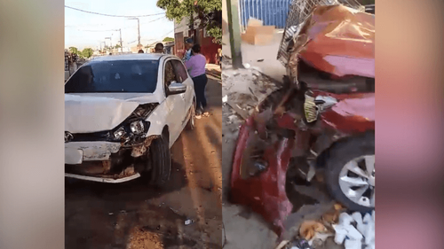 Batida forte: Colisão em série no Buritizal deixa três carros destruídos