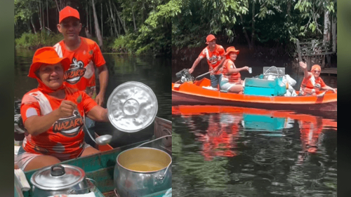 Delivery flutuante: Empreendedora nortista aposta na venda de tacacá de canoa pelo rio