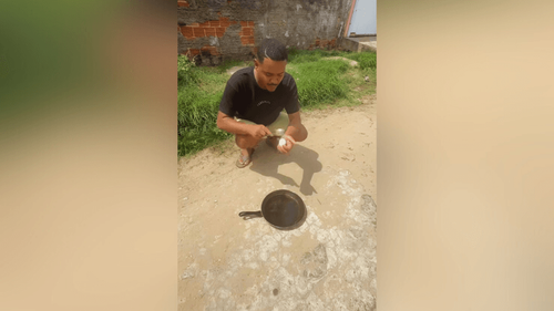 Temperatura máxima: Influencer faz experiência fritando ovo com calor do sol 
