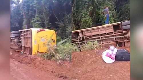 Últimas notícias: Ônibus capota em barranco na BR-156