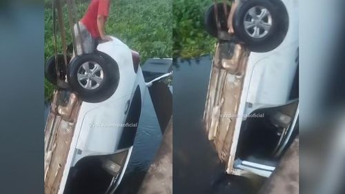 Macapá: Motorista perde a direção e carro cai no canal da ponte Sérgio Arruda 