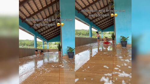 Brincadeira raiz: Mangueira, sabão e muita diversão para mãe e filhos na hora da faxina 