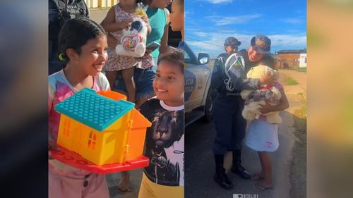 Tarde encantada: Policiais surpreendem crianças do Miracema com brinquedos