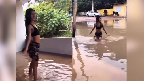 Moana do Amapá: Jovem faz sucesso com coreografia em ‘mini lago’ formado pela chuva