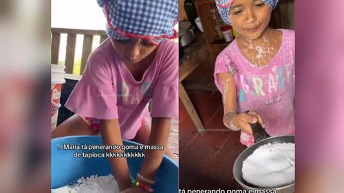 Mini chef ‘braba’: Garotinha séria mostra como fazer ‘tapioca raiz’