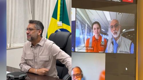 Rumo ao Petróleo: Clécio Luís faz chamada de vídeo com equipe do navio que terá missão decisiva no litoral do AP