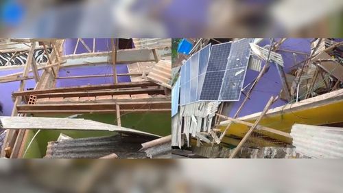 Telhado não resistiu: peso de placas solares destrói casa em Macapá