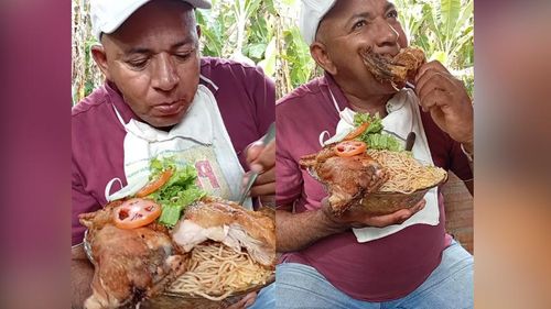 Faltou a sobremesa: Influencer viraliza com 'almoço raiz' e 'montanha de comida'