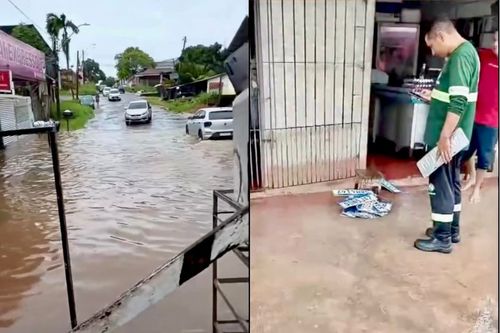 Prejuízo: Depois da chuva, placas de carro aparecem espalhadas em Macapá